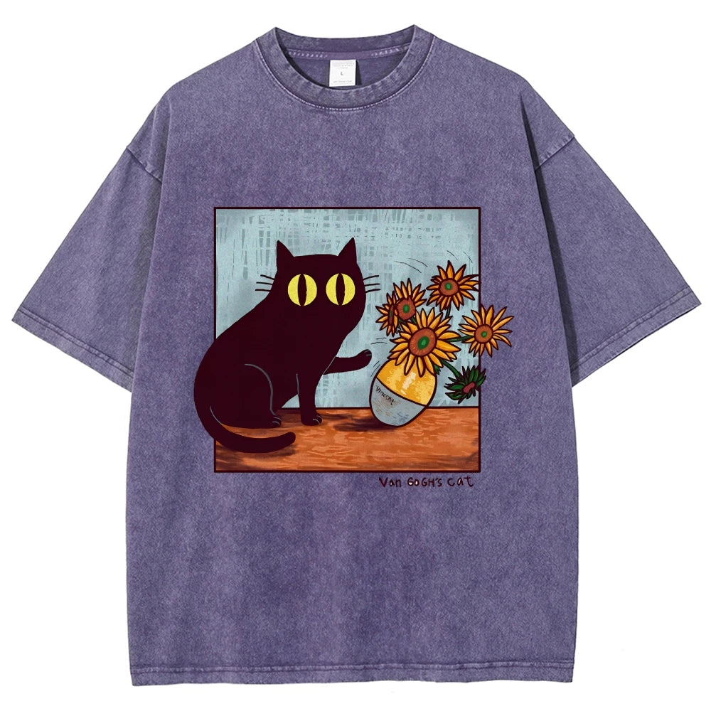 "Van Gogh's Naughty Cat" - Funny Vintage Black Cat T-shirt