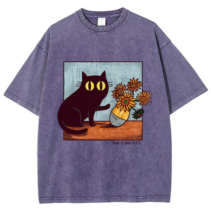 "Van Gogh's Naughty Cat" - Funny Vintage Black Cat T-shirt