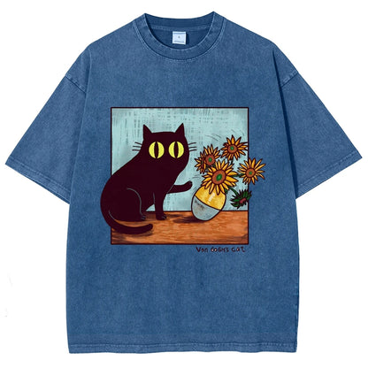 "Van Gogh's Naughty Cat" - Funny Vintage Black Cat T-shirt