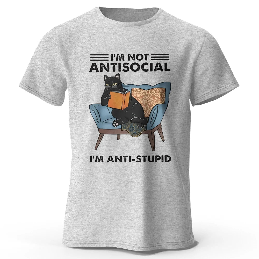 I'm Not Anti-Social - A Quirky Black Cat T-shirt
