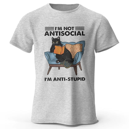 I'm Not Anti-Social - A Quirky Black Cat T-shirt