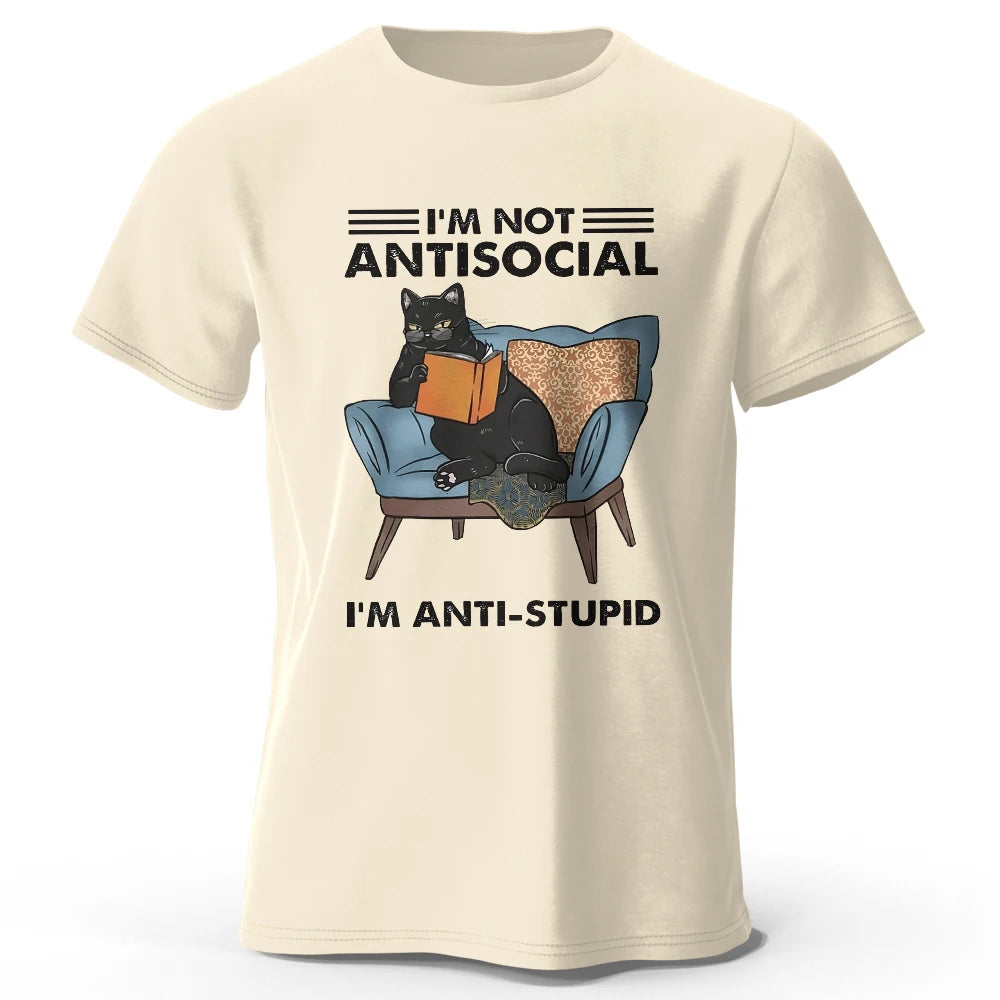 I'm Not Anti-Social - A Quirky Black Cat T-shirt