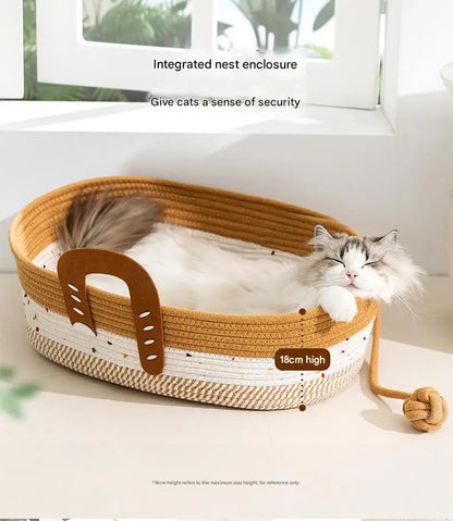 French Style Luxury Hand-Woven Rattan Cat Bed