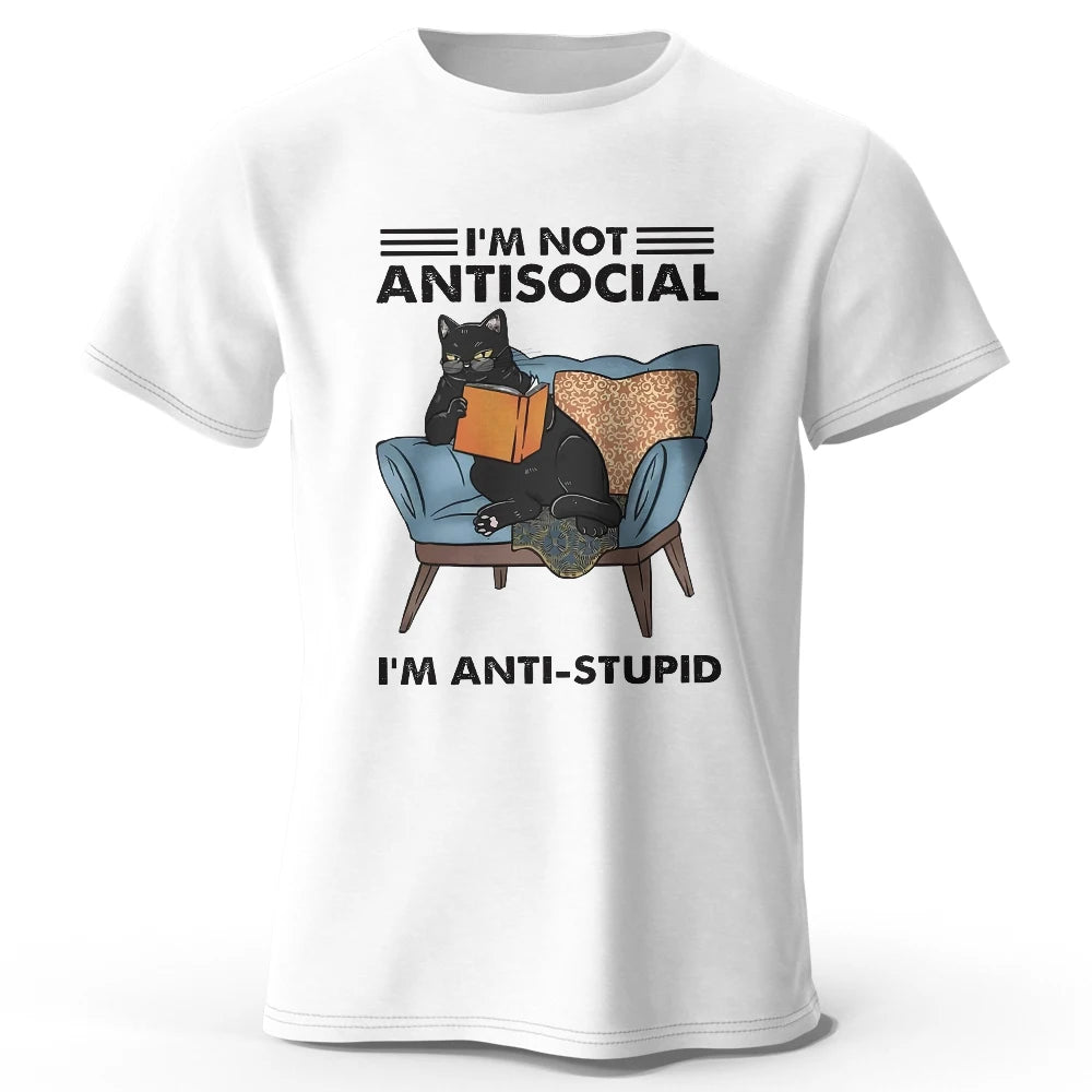 I'm Not Anti-Social - A Quirky Black Cat T-shirt