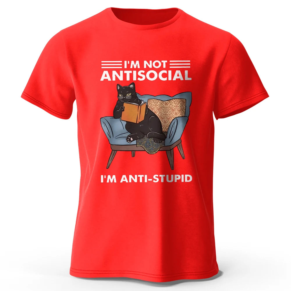 I'm Not Anti-Social - A Quirky Black Cat T-shirt