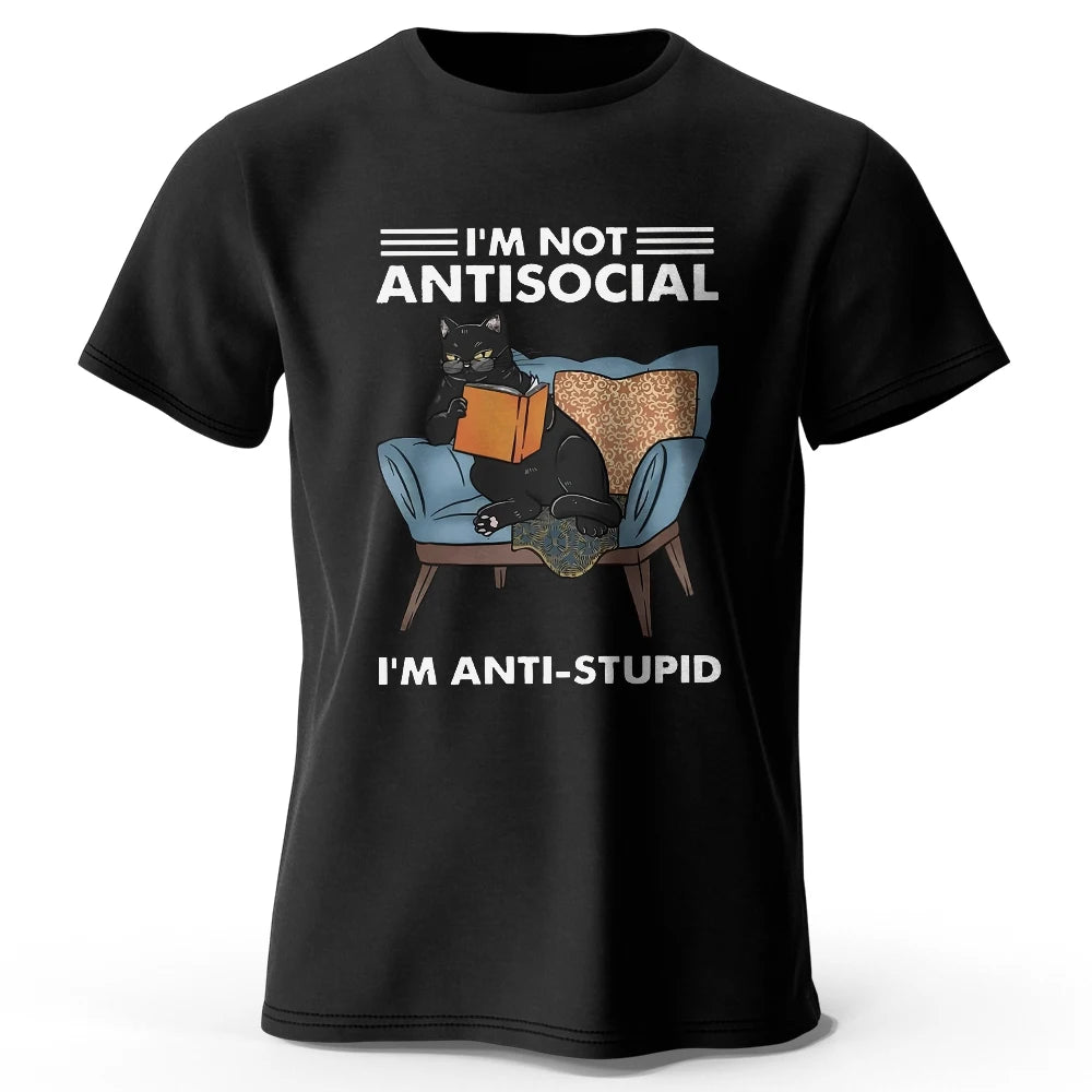 I'm Not Anti-Social - A Quirky Black Cat T-shirt