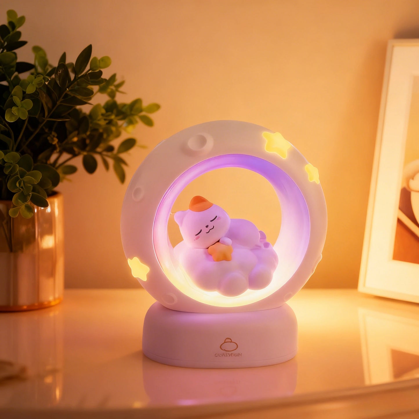 Dreamy Cat & Moon Atmosphere Lamp - Colorful RGB LED Night Light