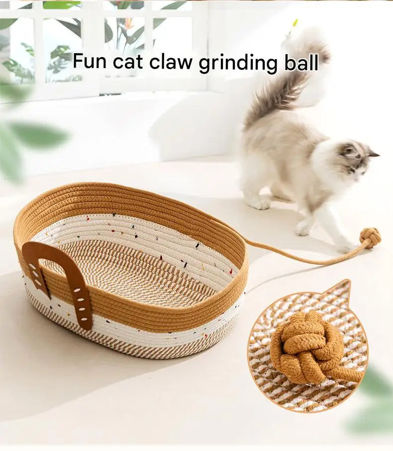 French Style Luxury Hand-Woven Rattan Cat Bed