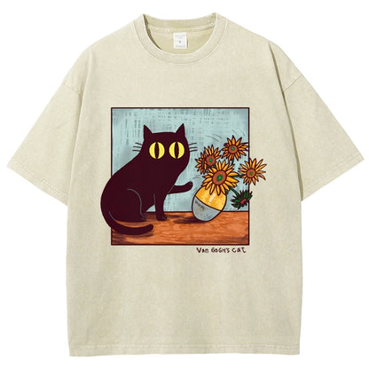 "Van Gogh's Naughty Cat" - Funny Vintage Black Cat T-shirt
