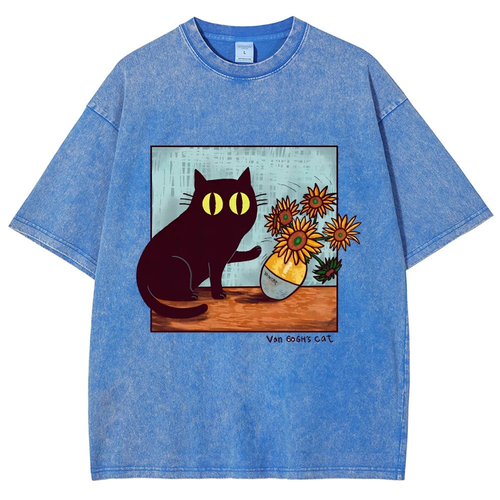 "Van Gogh's Naughty Cat" - Funny Vintage Black Cat T-shirt