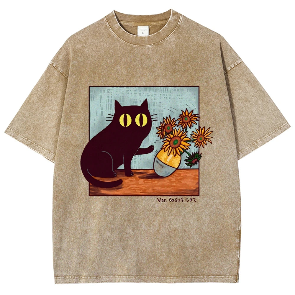 "Van Gogh's Naughty Cat" - Funny Vintage Black Cat T-shirt