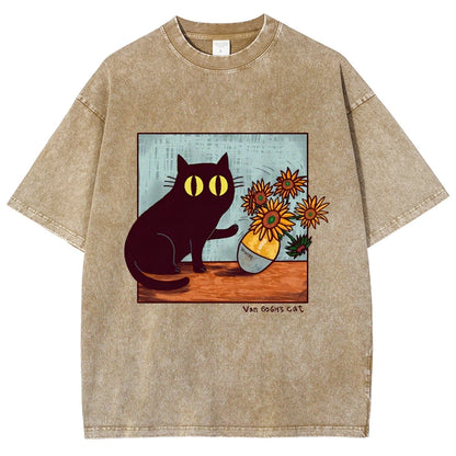 "Van Gogh's Naughty Cat" - Funny Vintage Black Cat T-shirt