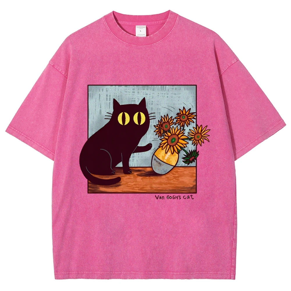 "Van Gogh's Naughty Cat" - Funny Vintage Black Cat T-shirt