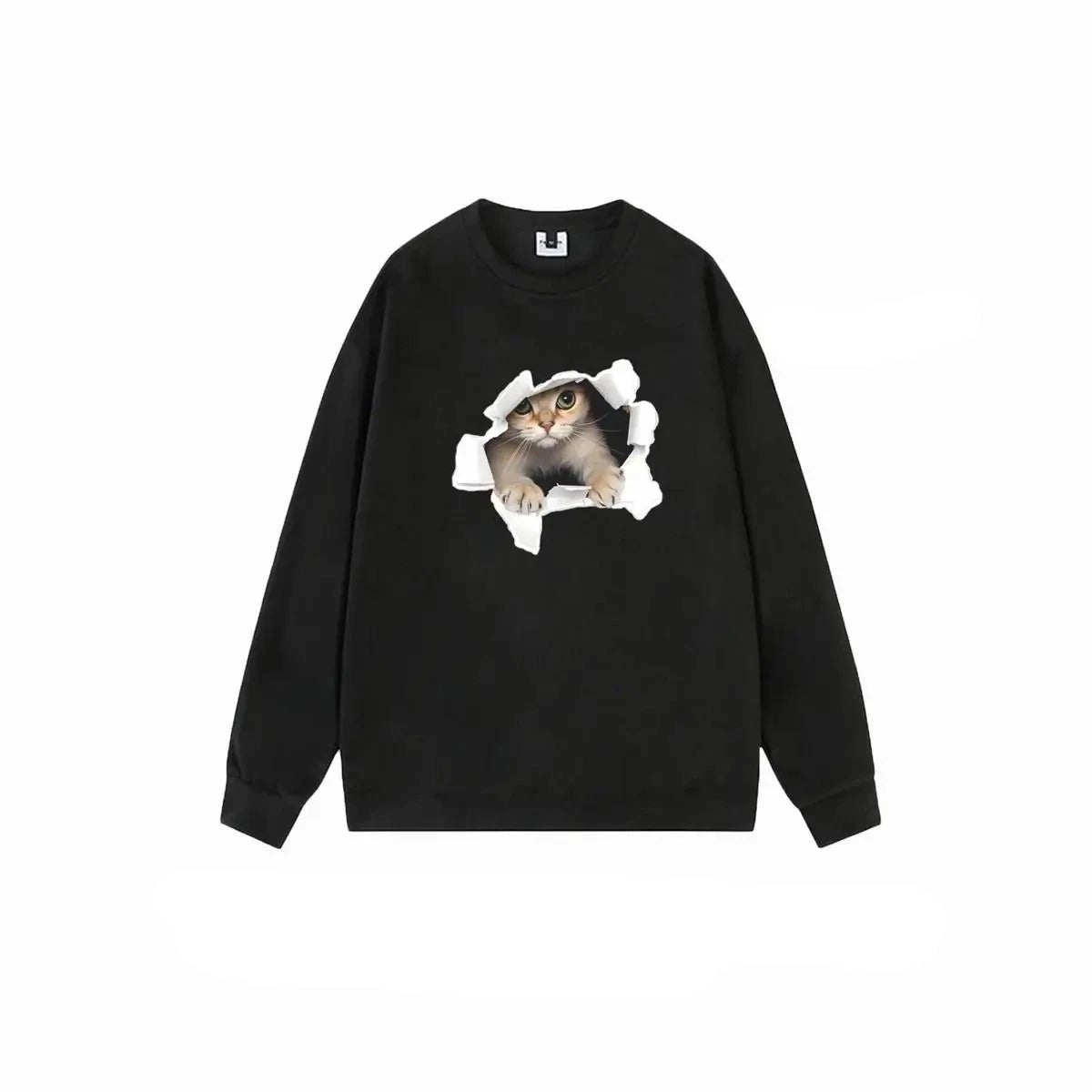 Adorable Cat Face Sweatshirt in Luxurious Suede Fabric