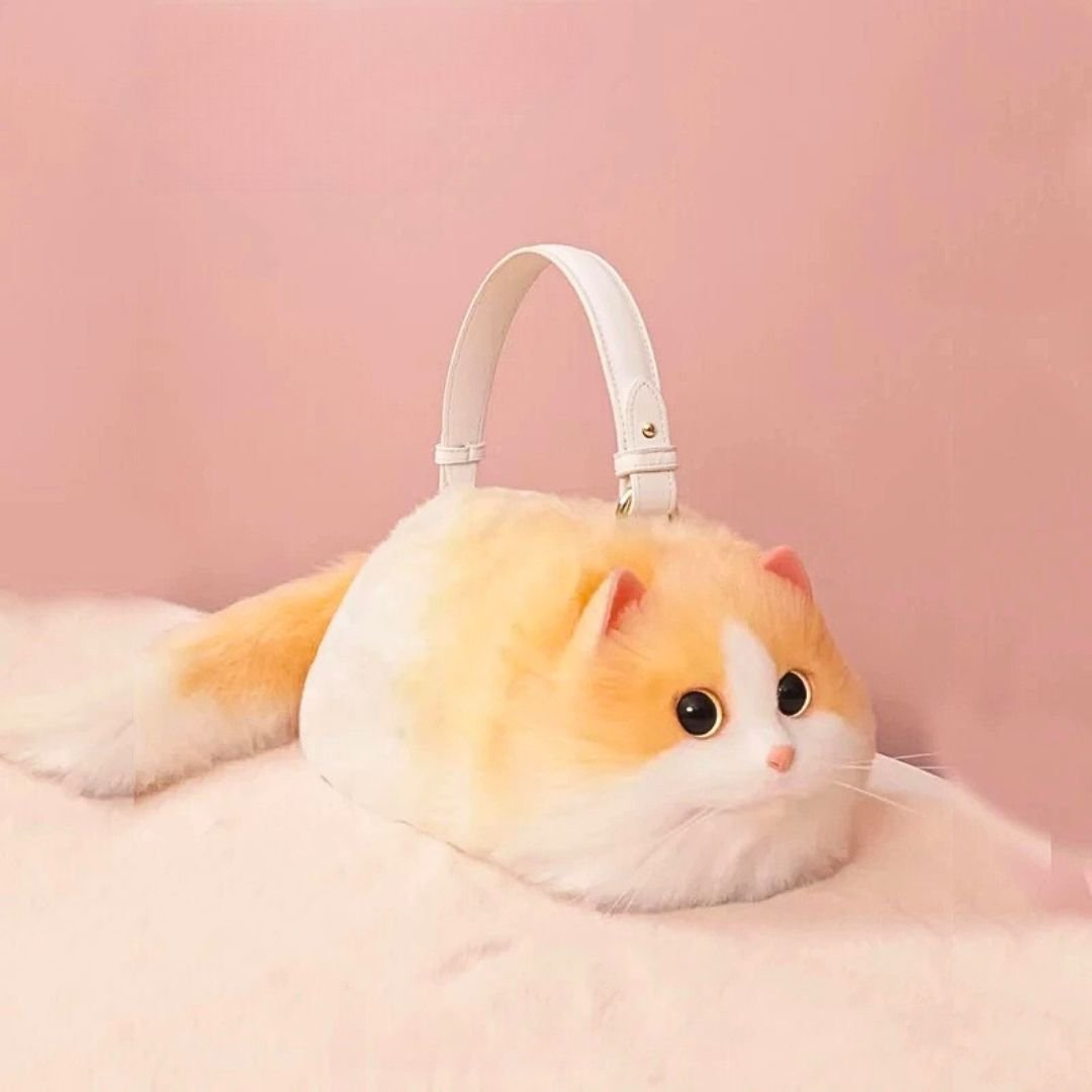 Amazingly real fluffy cat handbag