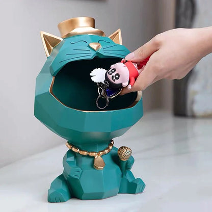 cute cat decor statue with storage for key