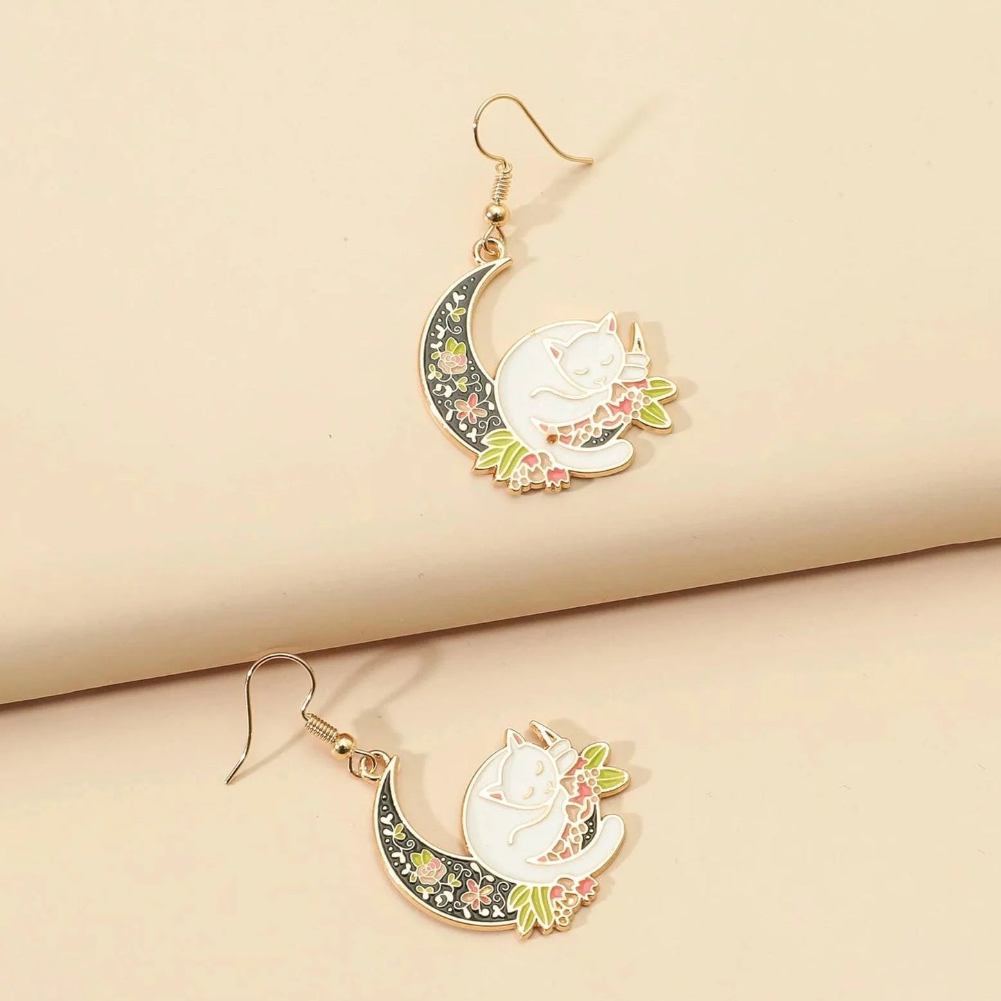 Boho Style Dreamy Cat Drop Earrings