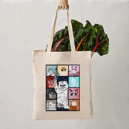 Bright Color Cat-Themed Canvas Tote - Inspired by The Eras