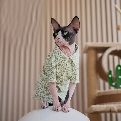 Charming Summer Hawaiian Shirt Clothes For Sphynx Cat