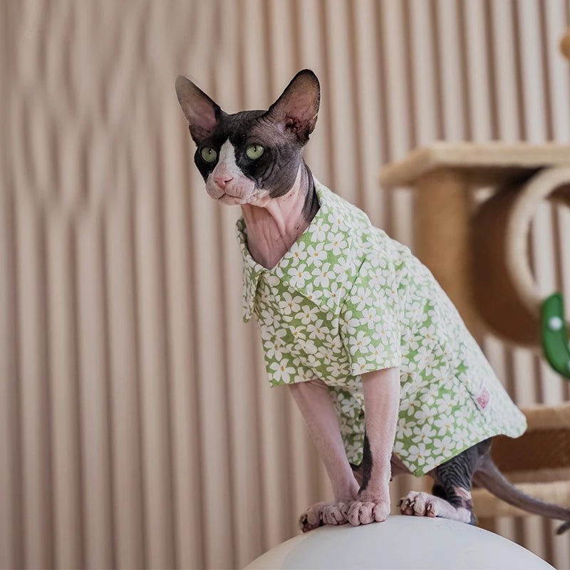 Charming Summer Hawaiian Shirt Clothes For Sphynx Cat