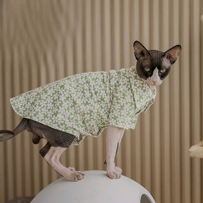 Charming Summer Hawaiian Shirt Clothes For Sphynx Cat