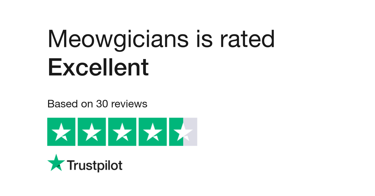 Meowgicians trustpolot review badges - Excellent ratings