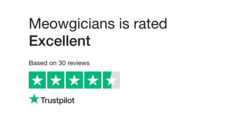 Meowgicians trustpolot review badges - Excellent ratings
