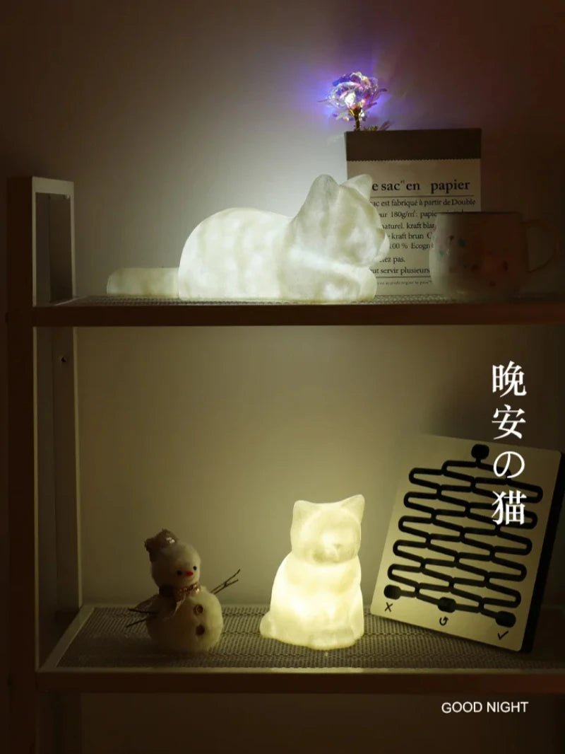 Cozy Loafing and Sitting Cat Light Lamp