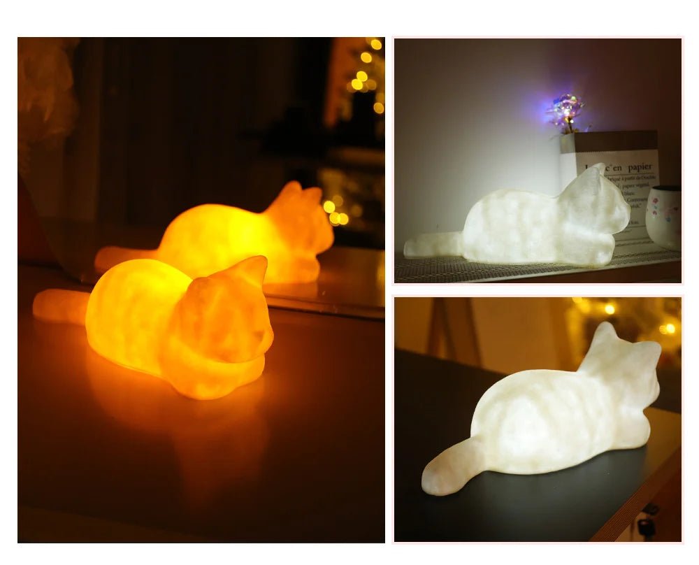 Cozy Loafing and Sitting Cat Light Lamp