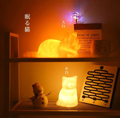 Cozy Loafing and Sitting Cat Light Lamp