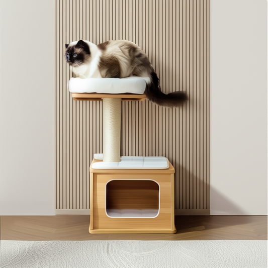 The 'Main Character' Small Cat Tower With Enclosed Bed