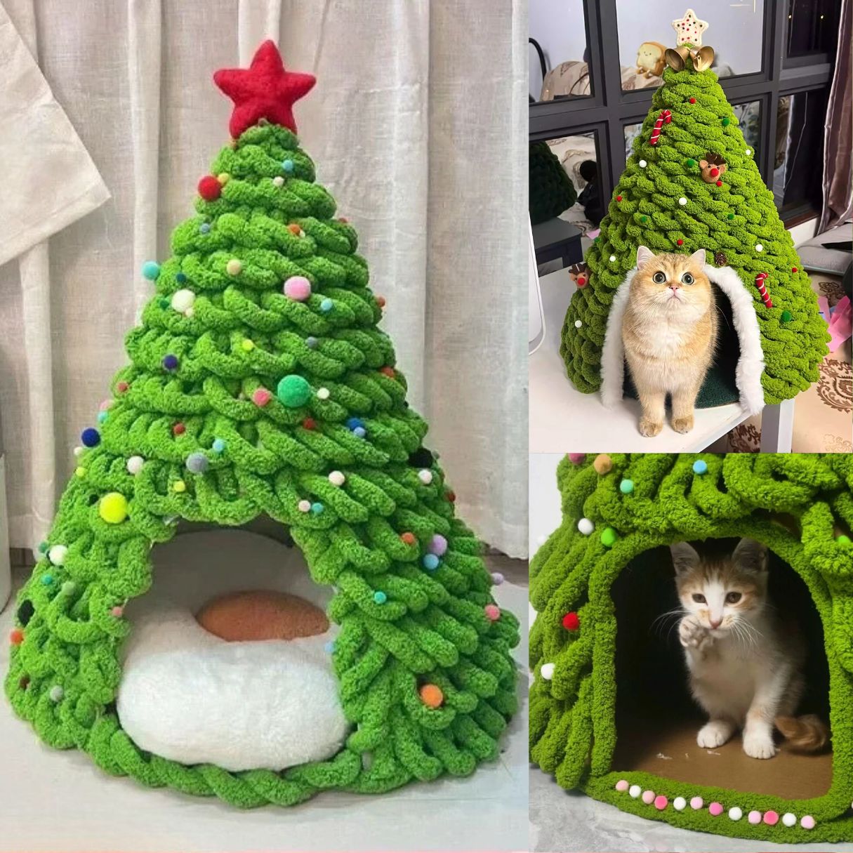 Fully DIY Christmas Tree Cat Bed With Materials