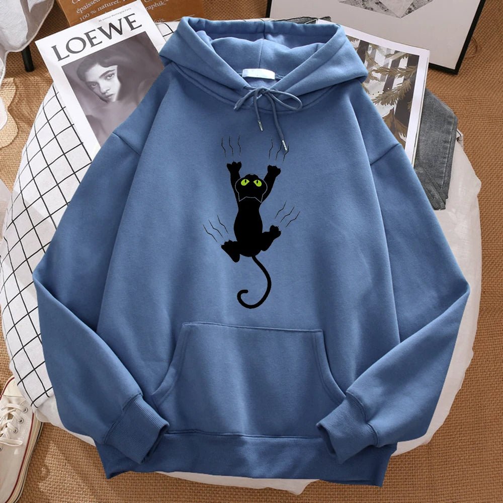 Funny Desperate Clawing Black Cat Hoodie