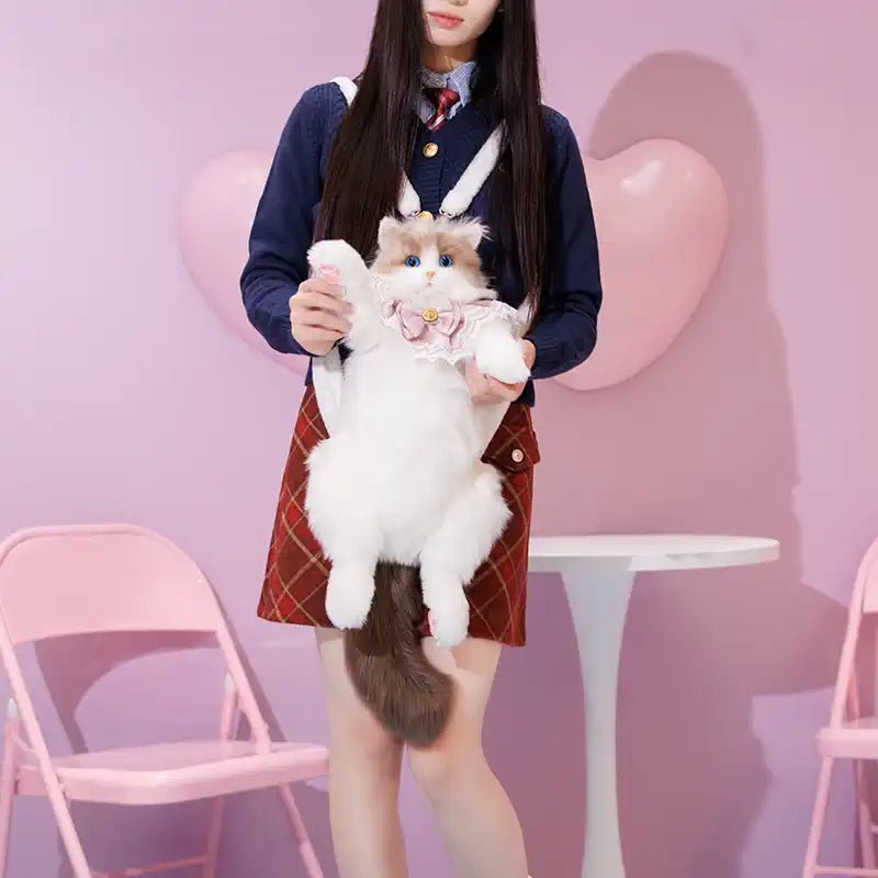 Ragdoll cat-inspired backpack with ultra-soft fabric and super realistic look just like a real cat