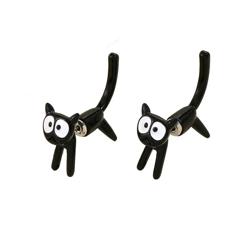 'I am stucked!' - Funny Black Cat Stud Earrings