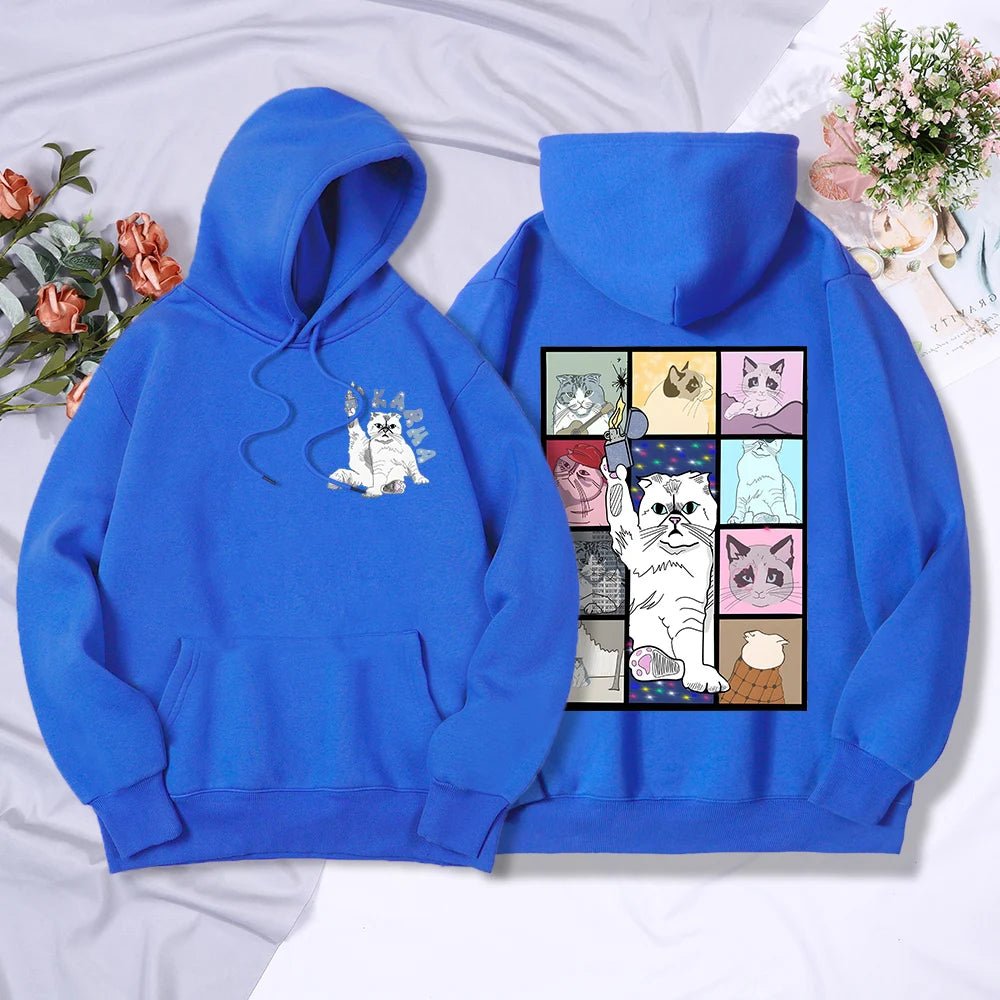 Karma Is A Cat Inspired Colorful Retro Print Cat Hoodie – Meowgicians™