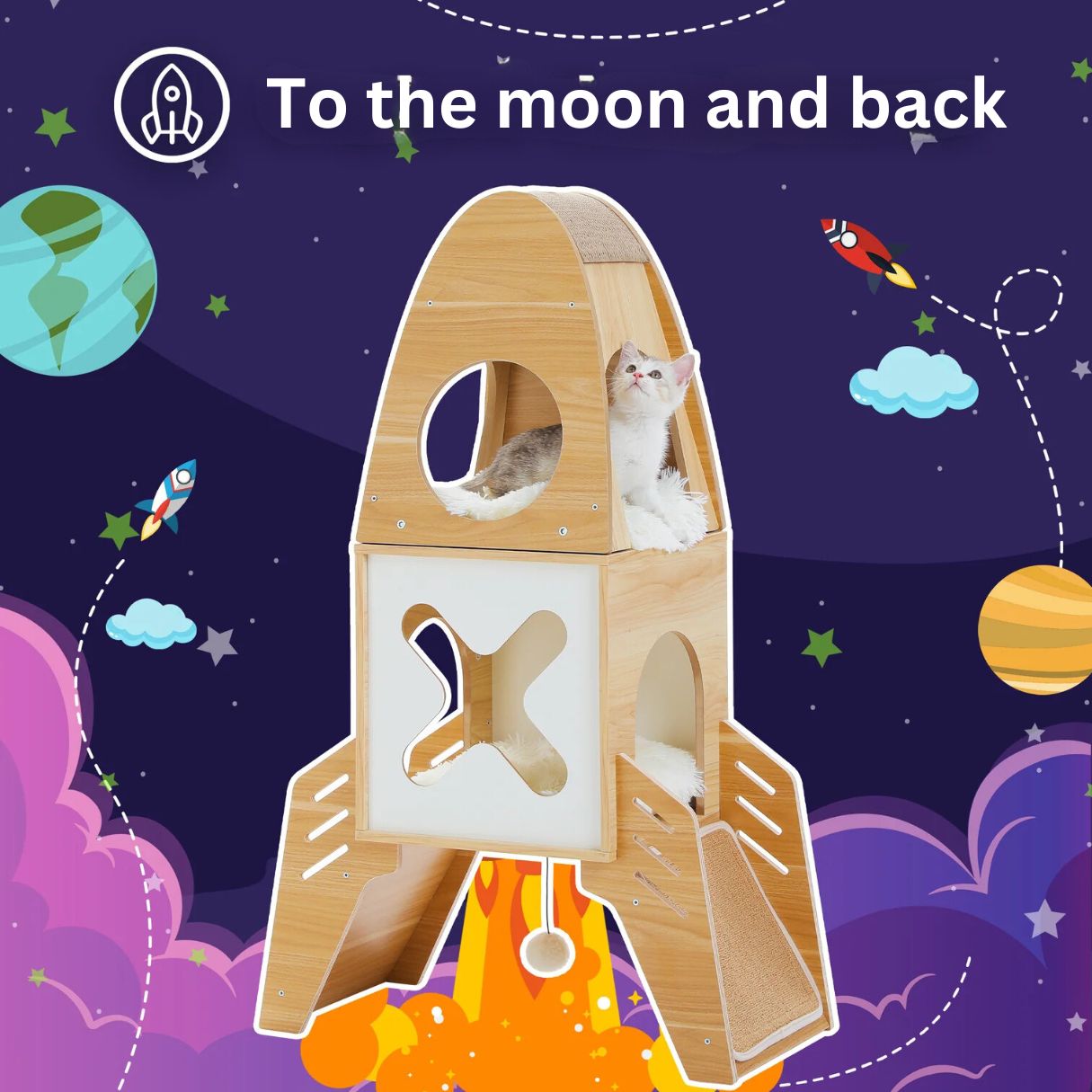 Lunar Module Shape Rocket Cat Tree | Super Cool Cat Tower