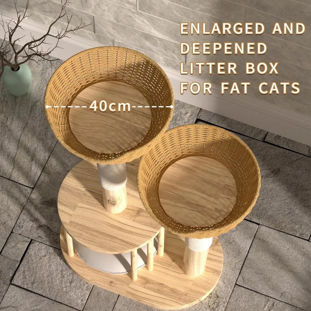 Luxury Twin Basket Cat Tree In Boho Style Meowgicians luxury-twin-basket-cat-tree-in-boho-style-meowgicians