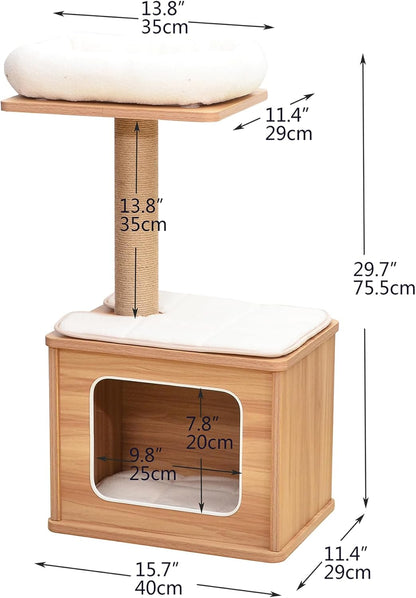 The 'Main Character' Small Cat Tower With Enclosed Bed