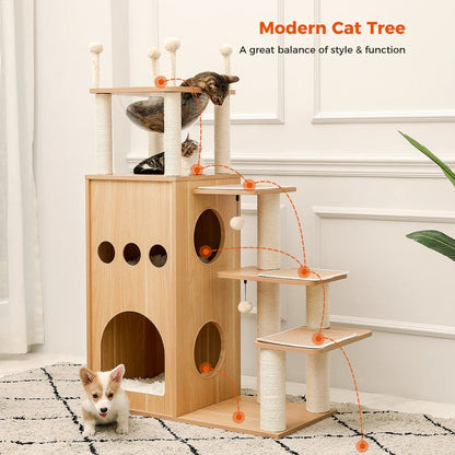 Modern Scandinavian Design Cat Castle With Transparent Bed