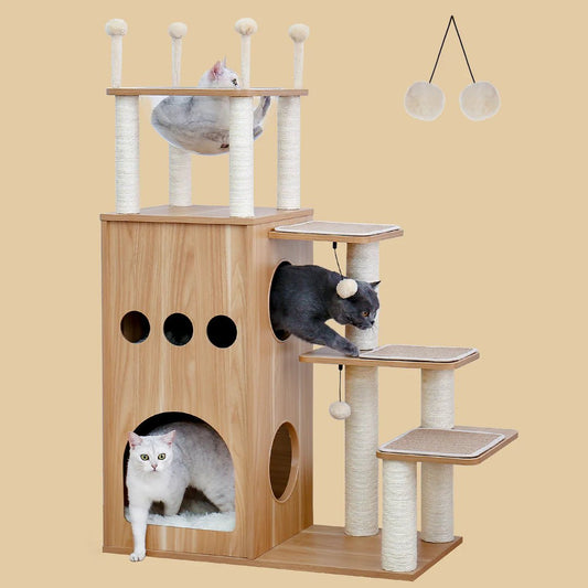 Modern Scandinavian Design Cat Castle With Transparent Bed