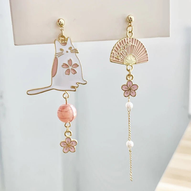 Oriental Style Asymmetric Dangle Earrings