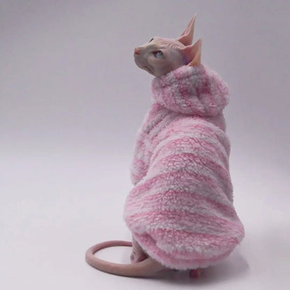 Pink Layers Chic Winter Sweater For Sphynx Cat