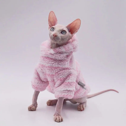 Pink Layers Chic Winter Sweater For Sphynx Cat