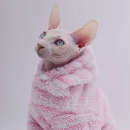 Pink Layers Chic Winter Sweater For Sphynx Cat