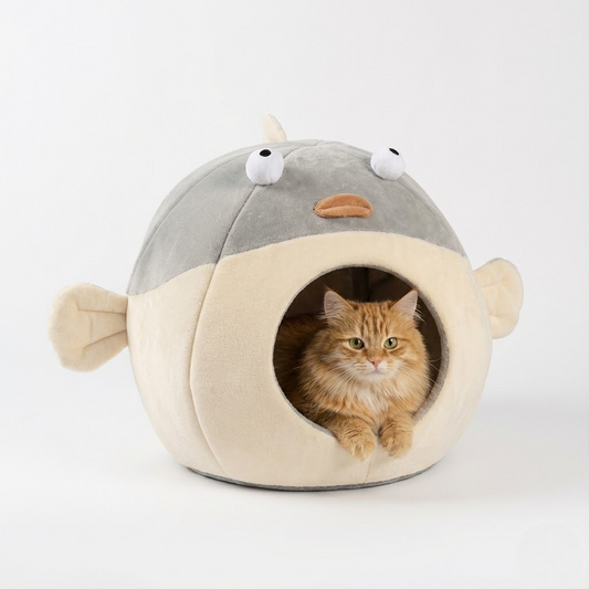 The flappy fish enclosed cat bed