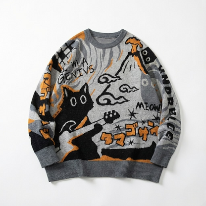 Japanese Streetwear style cat sweatshirt