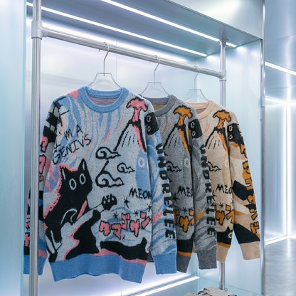 Japanese Streetwear style cat sweatshirt