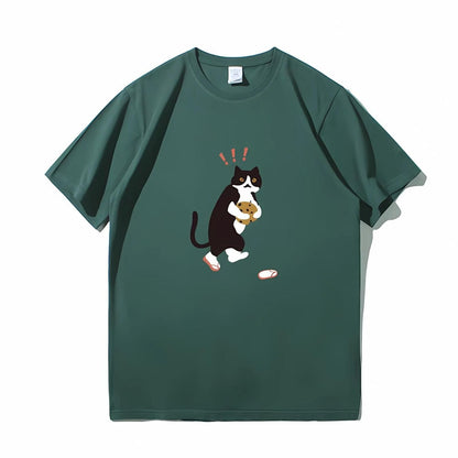 'Sneaky Cat Stealing Cookie' Cotton T-shirt