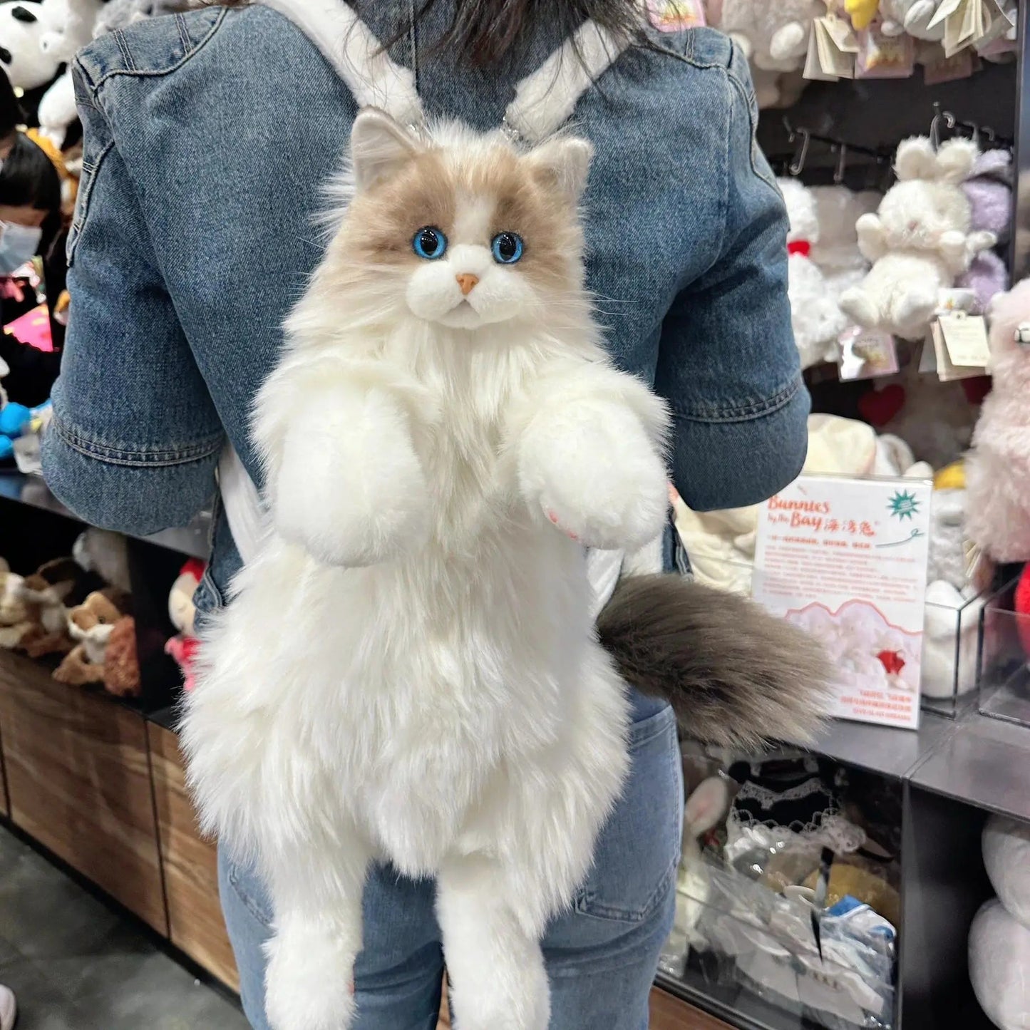 Stunningly Lifelike Ragdoll Cat Backpack with Delicate Lace Collar